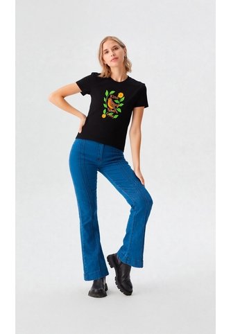 Camiseta Para Mujer Manga Corta Negro Marca L&H Ref. 2Bw409003 L&H