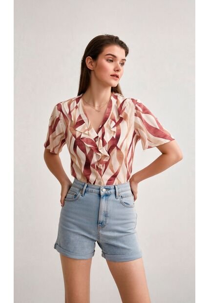 Blusa Para Mujer Manga Corta Rosado Marca L&H Ref. 2J412279