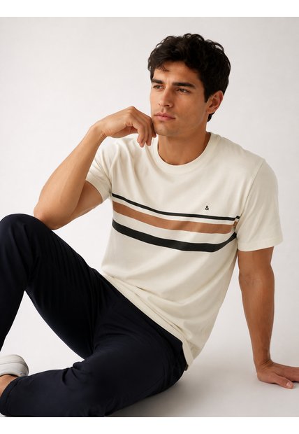 T-Shirt Para Hombre Manga Corta Beige Marca L&H Ref. 4K109140