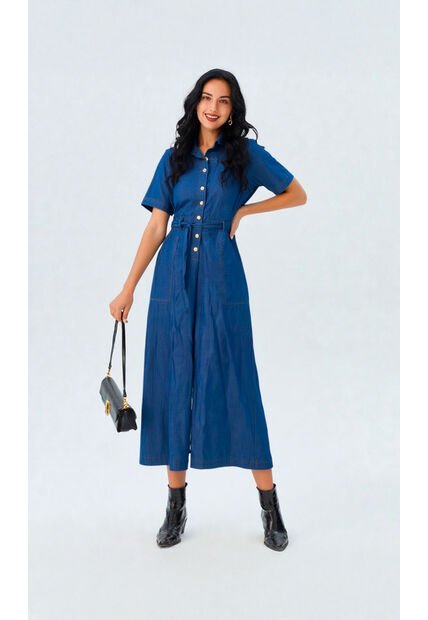 Enterizo Para Mujer Manga Corta Azul Marca L&H Ref. 2J432038