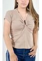 Camiseta Para Mujer Manga Corta Taupe Marca L&H Ref. 4R409215 de L&H