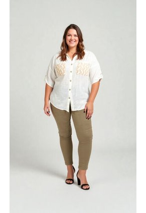 Blusa Para Mujer. Manga Corta Taupe Marca L&H Ref. 1F612229