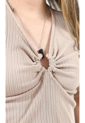 Camiseta Para Mujer Manga Corta Taupe Marca L&H Ref. 4R409215