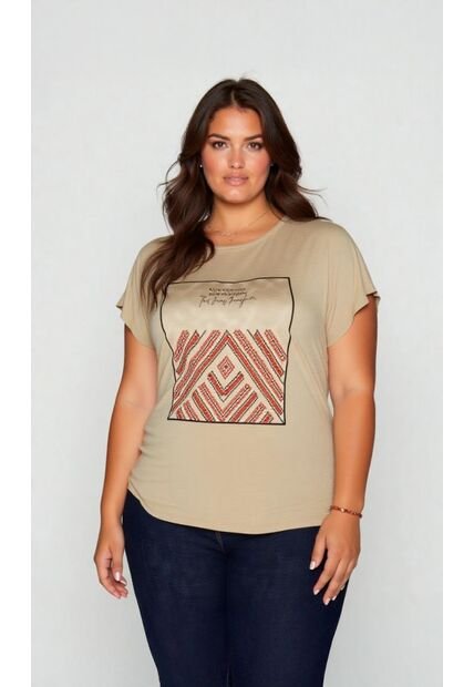 Camiseta Para Mujer. Manga Corta Beige Marca L&H Ref. 5G609079