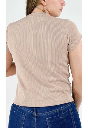 Camiseta Para Mujer Manga Corta Taupe Marca L&H Ref. 4R409215