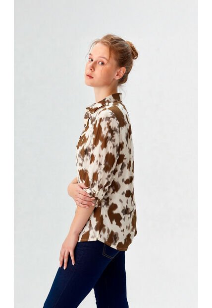 Blusa Para Mujer Manga 3/4 Taupe Marca L&H Ref. 1F412699