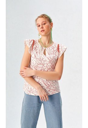 Blusa Para Mujer Manga Sisa Terracota Marca L&H Ref. 2Bv412003