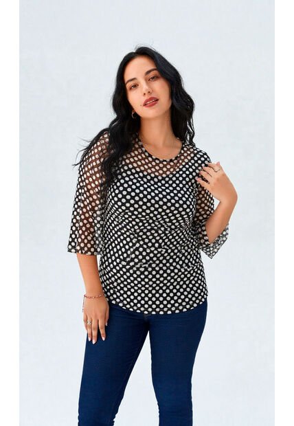 Camiseta Para Mujer Manga 3/4 Negro Marca L&H Ref. 2J409120