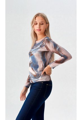 Camiseta Para Mujer Manga 3/4 Azul Marca L&H Ref. 2J409115