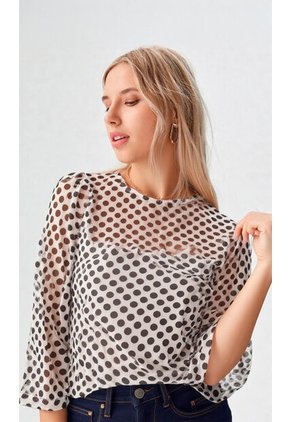 Camiseta Para Mujer Manga 3/4 Blanco Marca L&H Ref. 2J409120