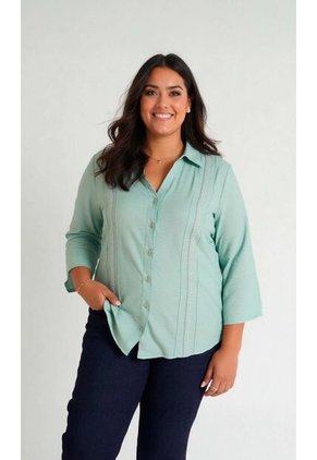 Blusa Para Mujer. Manga 3/4 Verde Marca L&H Ref. 1F612238