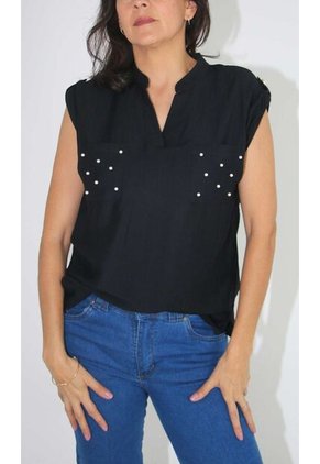 Blusa Para Mujer Manga Corta Negro Marca L&H