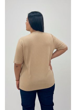 Blusa Para Mujer. Manga Corta Beige Marca L&H Ref. 5P612105