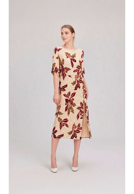 Vestido Para Mujer Manga Corta Vino Marca L&H Ref. 2J417070