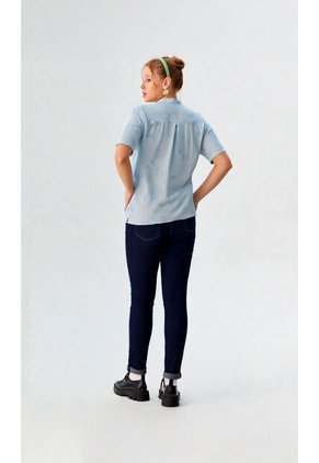 Blusa Para Mujer Manga Corta Azul Claro Marca L&H Ref. 1F412712