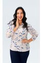 Blusa Para Mujer Manga 3/4 Azul Marca L&H Ref. 1F412713 de L&H