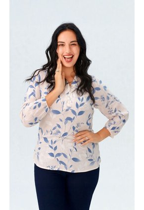 Blusa Para Mujer Manga 3/4 Azul Marca L&H Ref. 1F412713