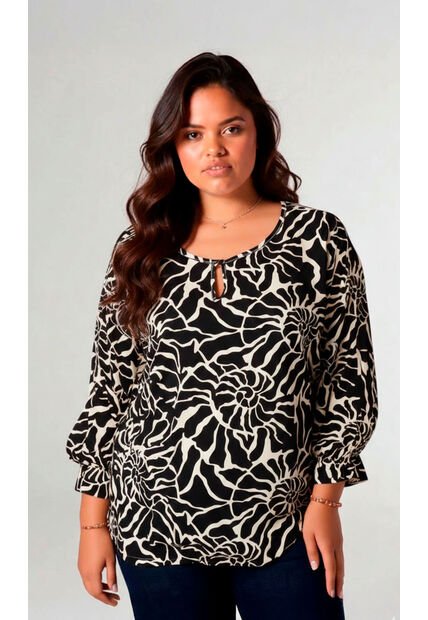 Blusa Para Mujer. Manga 3/4 Negro Marca L&H Ref. 7K612010