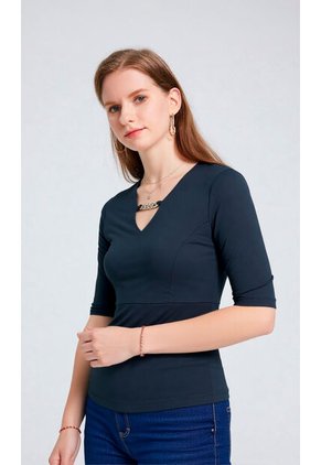 Camiseta Para Mujer Manga 3/4 Negro Marca L&H Ref. 4R409232