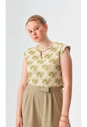 Camiseta Para Mujer Manga Corta Verde Marca L&H Ref. 1F409525