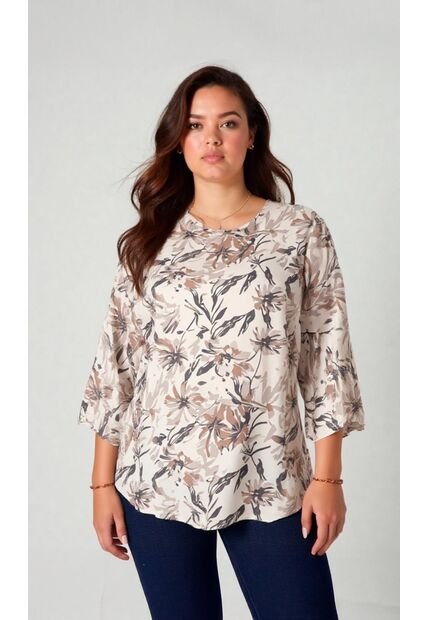 Blusa Para Mujer. Manga 3/4 Cafe Marca L&H Ref. 5P612104