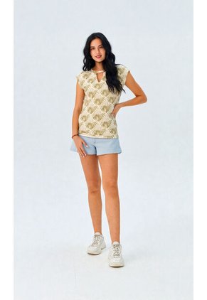 Camiseta Para Mujer Manga Corta Verde Marca L&H Ref. 1F409525