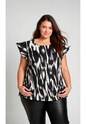Blusa Para Mujer. Manga Corta Negro Marca L&H Ref. 7K612009