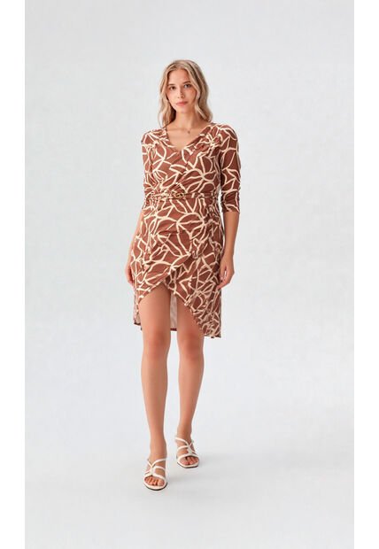 Vestido Para Mujer Manga 3/4 Cafe Marca L&H Ref. 1Y417031