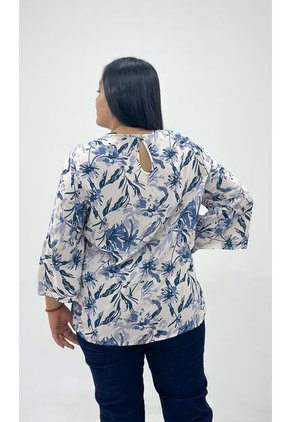 Blusa Para Mujer. Manga 3/4 Azul Marca L&H Ref. 5P612104