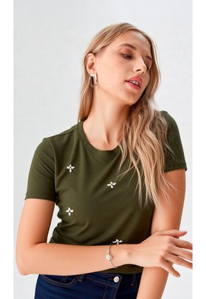 Camiseta Para Mujer Manga Corta Verde Marca L&H Ref. 7S409043