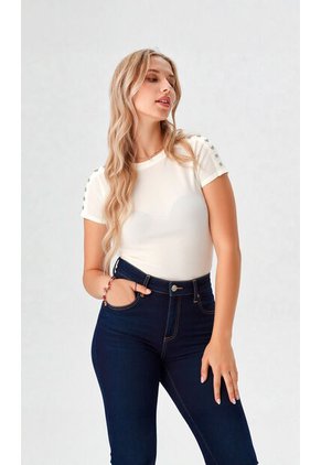 Camiseta Para Mujer Manga 3/4 Crudo Marca L&H Ref. 7S409038