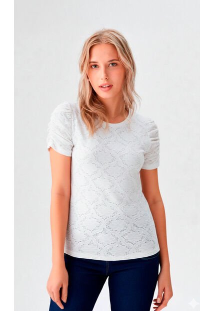 Camiseta Para Mujer Manga Corta Blanco Marca L&H Ref. 8E409031