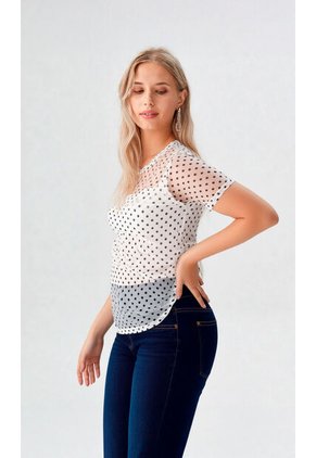 Camiseta Para Mujer Manga Corta Blanco Marca L&H Ref. 2J409119