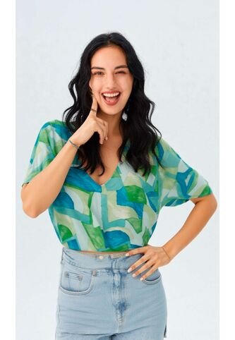 Camiseta Para Mujer Manga Corta Azul Marca L&H Ref. 2J409116 L&H