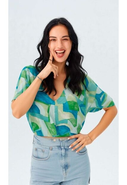 Camiseta Para Mujer Manga Corta Azul Marca L&H Ref. 2J409116