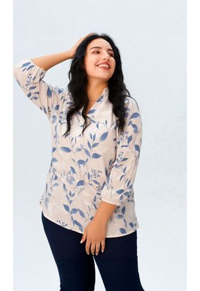 Blusa Para Mujer Manga 3/4 Azul Marca L&H Ref. 1F412713