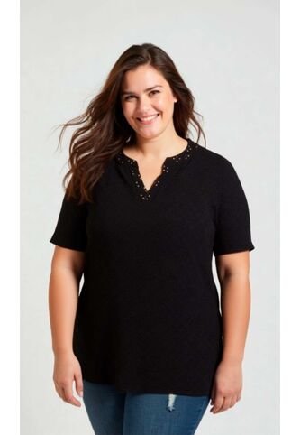 Camiseta Para Mujer. Manga Corta Negro Marca L&H Ref. 2J609091 L&H