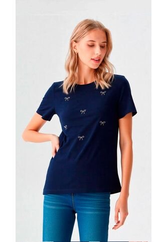 Camiseta Para Mujer Manga Corta Azul Marca L&H Ref. 7S409044 L&H