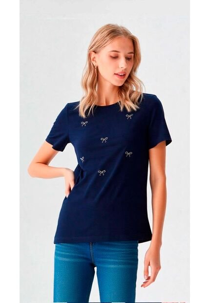 Camiseta Para Mujer Manga Corta Azul Marca L&H Ref. 7S409044