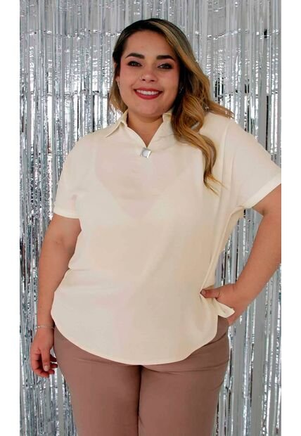 Blusa Para Mujer. Manga Corta Beige Marca L&H