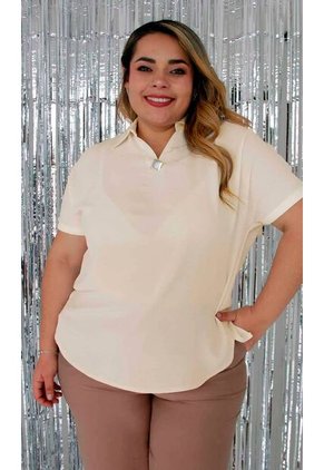 Blusa Para Mujer. Manga Corta Beige Marca L&H