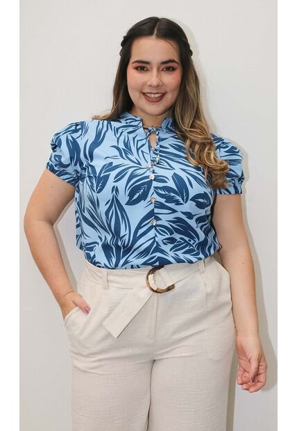 Blusa Para Mujer. Manga Corta Azul Marca L&H