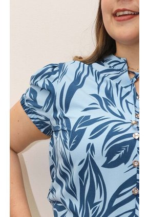 Blusa Para Mujer. Manga Corta Azul Marca L&H