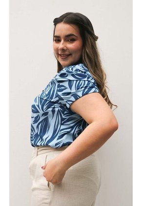 Blusa Para Mujer. Manga Corta Azul Marca L&H