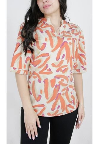 Blusa Para Mujer Manga Corta Naranja Marca L&H L&H