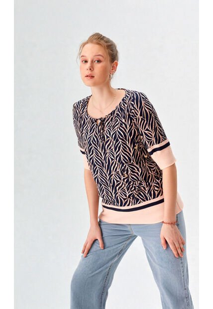Blusa Para Mujer Manga Corta Azul Marca L&H Ref. 1F412707