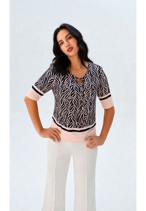 Blusa Para Mujer Manga Corta Azul Marca L&H Ref. 1F412707