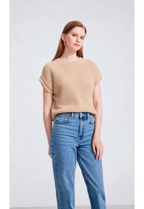 Chaleco Para Mujer Beige Marca L&H Ref. 4E425020