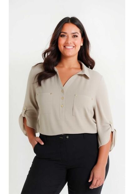 Blusa Para Mujer. Manga 3/4 Beige Marca L&H Ref. 1F612172