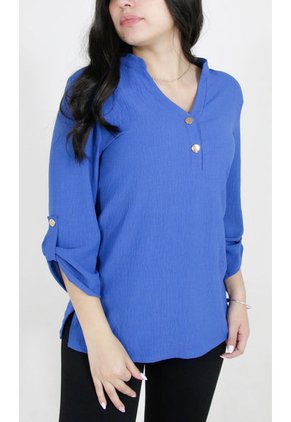 Blusa Para Mujer Manga 3/4 Azul Marca L&H